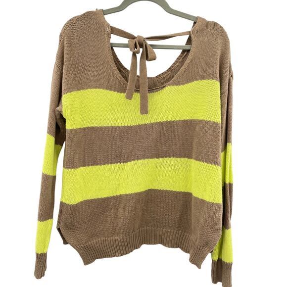 Edge Womens Cotton Pullover Knit Striped Long Sleeve Sweater - Picture 6 of 10